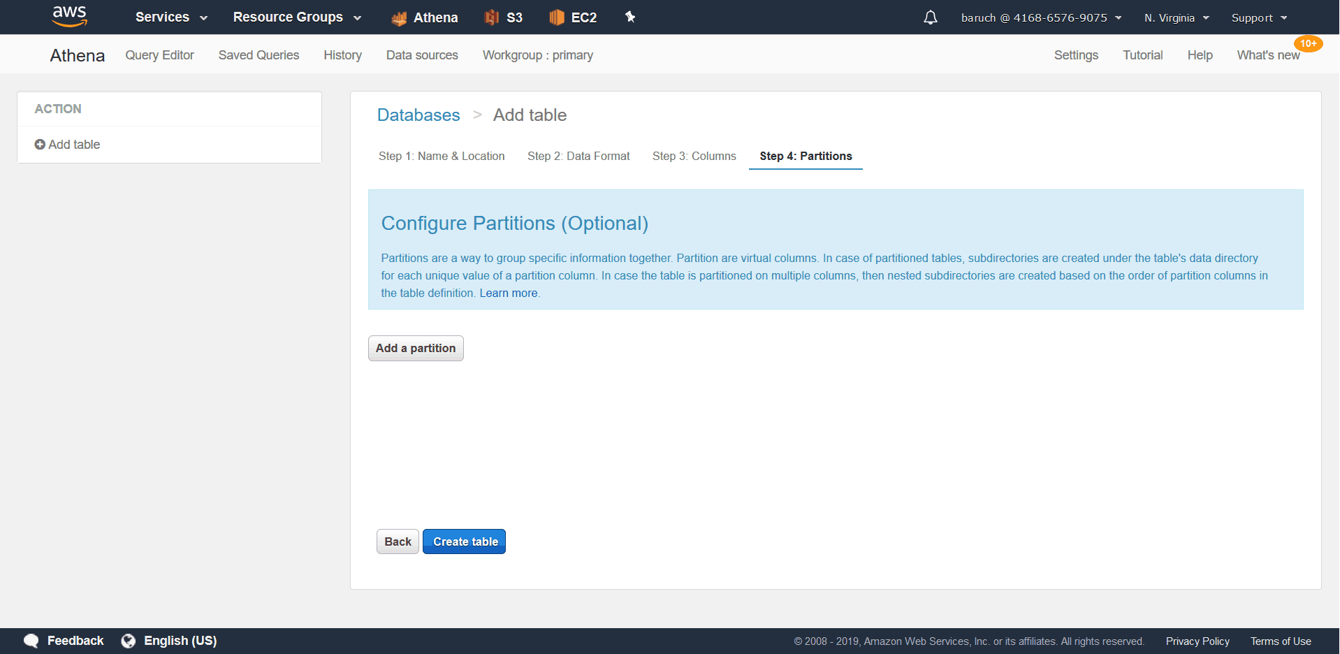 configuring partitions Athena